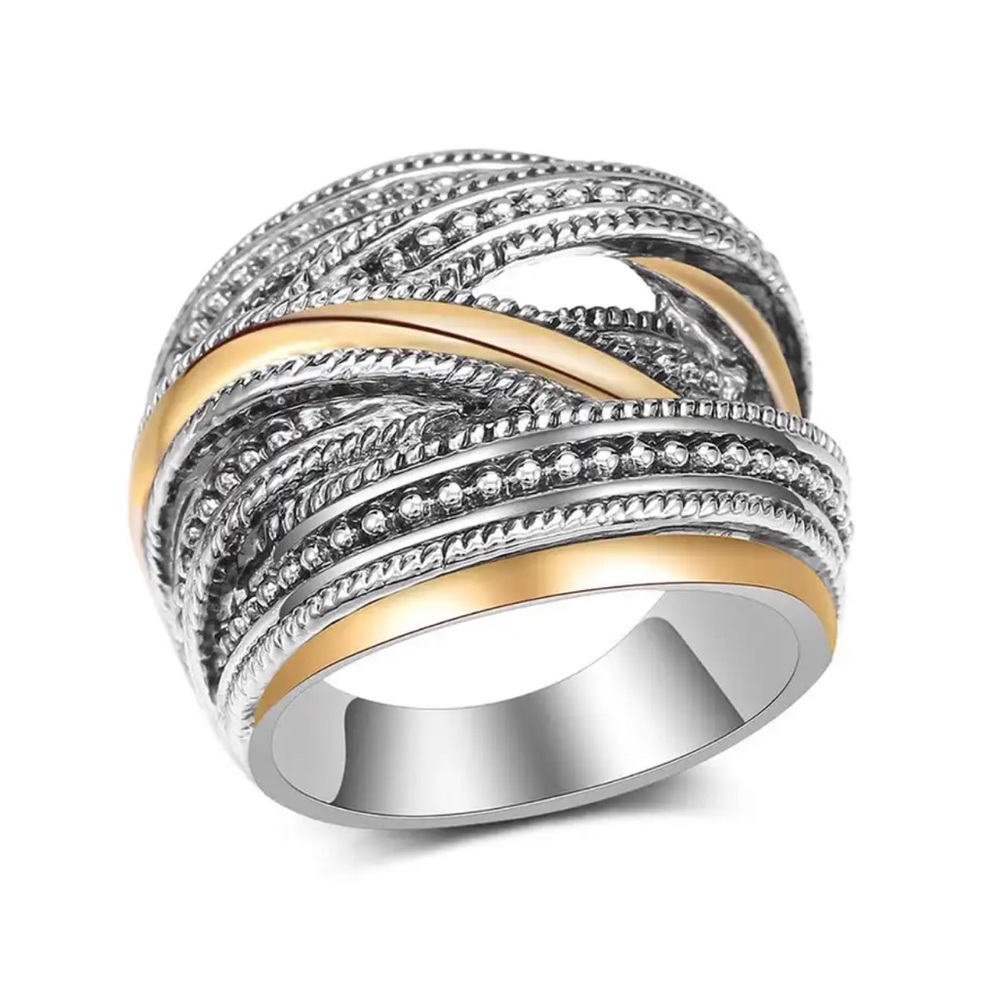 925 Sterling Silver Two Tone Twisted Braided Band